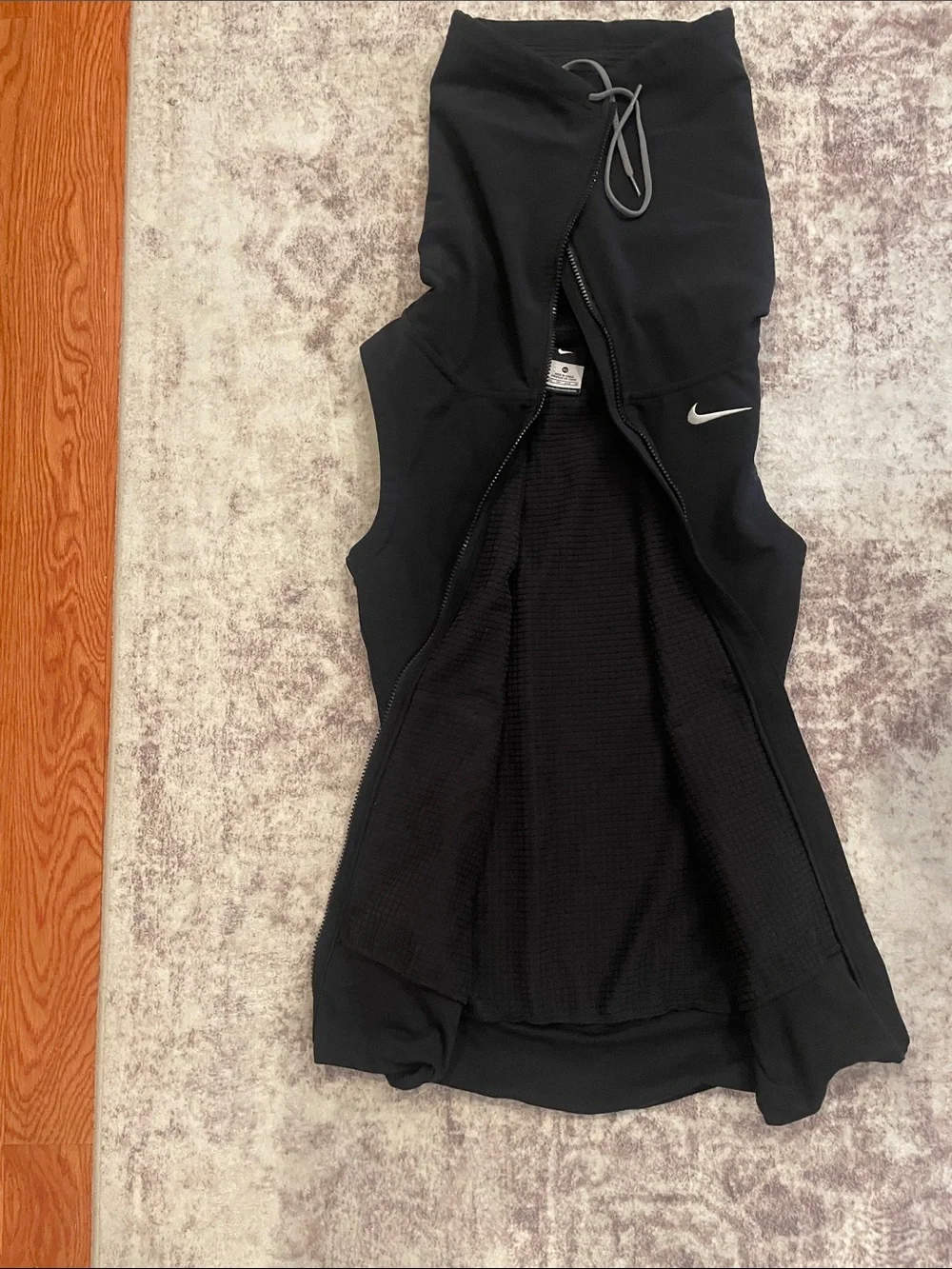Nike Black Sleeveless‎ Zip Hoodie with Textured Hood